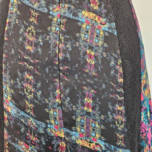 BCBGeneration Asymmetrical Lace Boho Floral Tapestry Sheer Chiffon Maxi Skirt S - Picture 6 of 13